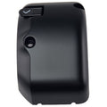 The Cvr-Switchcrl 3Row RH Rr Black by Polaris is a black plastic device cover for Indian motorcycles, featuring a visible screw hole and a top-left checkmark switch—perfect for Cvr-Switchcrl replacement.
