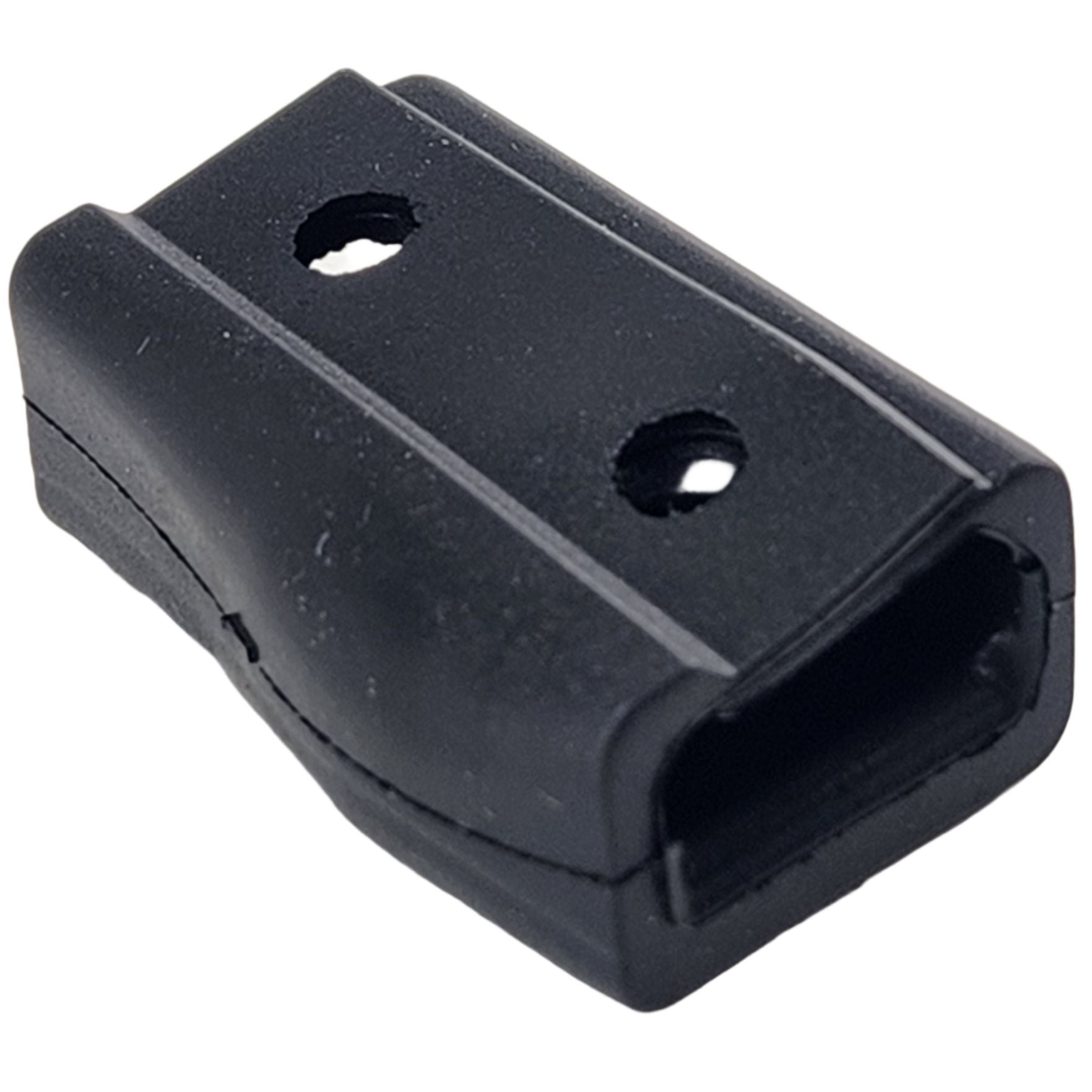 The Kickstand Pad by Polaris is a black, rectangular plastic part with two screw holes and an open slot, typically used as an OEM accessory for Indian motorcycles or Polaris vehicles.
