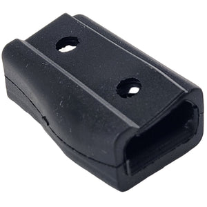 The Kickstand Pad by Polaris is a black, rectangular plastic part with two screw holes and an open slot, typically used as an OEM accessory for Indian motorcycles or Polaris vehicles.