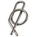 Close-up of a Rue-Clevis-Pin,0.25-Id by Polaris, featuring a looped end and straight section for securing components, commonly used in OEM Indian Polaris parts. Shown against a white background.