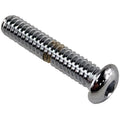 A close-up of the Screw by Polaris—a shiny, silver metal screw with a round head and hexagonal socket on a white background, designed as an essential OEM part for your Indian motorcycle.