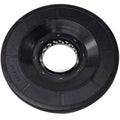 A close-up photo of a black plastic reel with a hollow center, featuring small rectangular holes inside the central ring. This part is the Seal by Can-Am, suitable as an OEM component for various mechanical or electronic devices.
