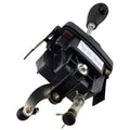 A close-up of the Gearshift Assy by CF Moto shows a black handle, metal parts, and a labeled casing against a white background—perfect for UTV accessories fans.
