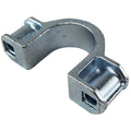 A metallic, U-shaped bracket cap with square ends and fastening holes, this 1.25 in sway bar bracket by Polaris features a smooth steel finish and is compatible with genuine Polaris OEM UTV parts.