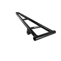 A black metal Front LH Lower Swing Arm by CFMOTO with a minimalist tubular frame design, photographed on a white background—perfect for those seeking practical style with genuine CFMOTO OEM parts and other ATV off-road accessories.