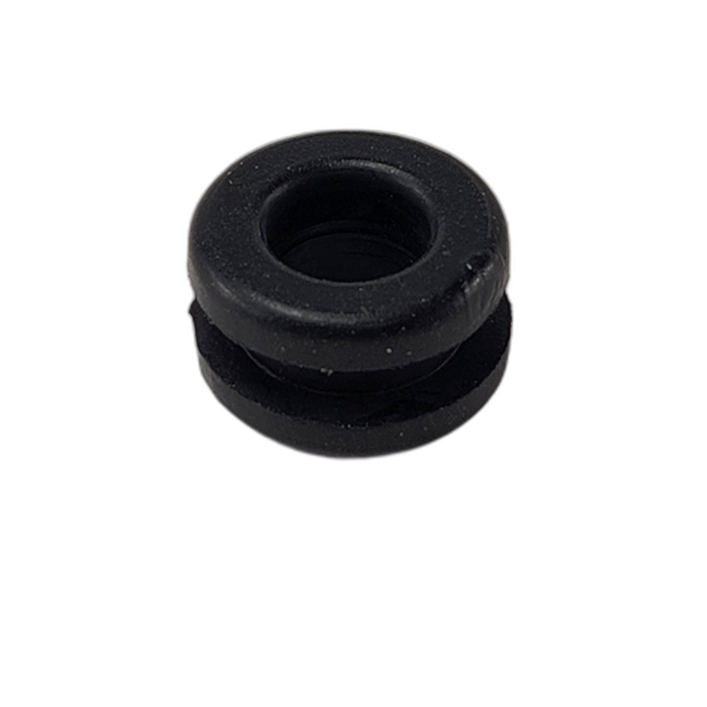 The Grommet by Polaris is a small black rubber component with a central hole and grooved outer edge—an authentic OEM part, perfect for replacing worn grommets on Polaris or Indian motorcycles.
