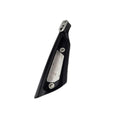 A black and silver metal Handle-Pass Ts LH Black by Polaris, angled with three screw holes and a middle cutout, likely an OEM part for Indian motorcycles, isolated on a white background.