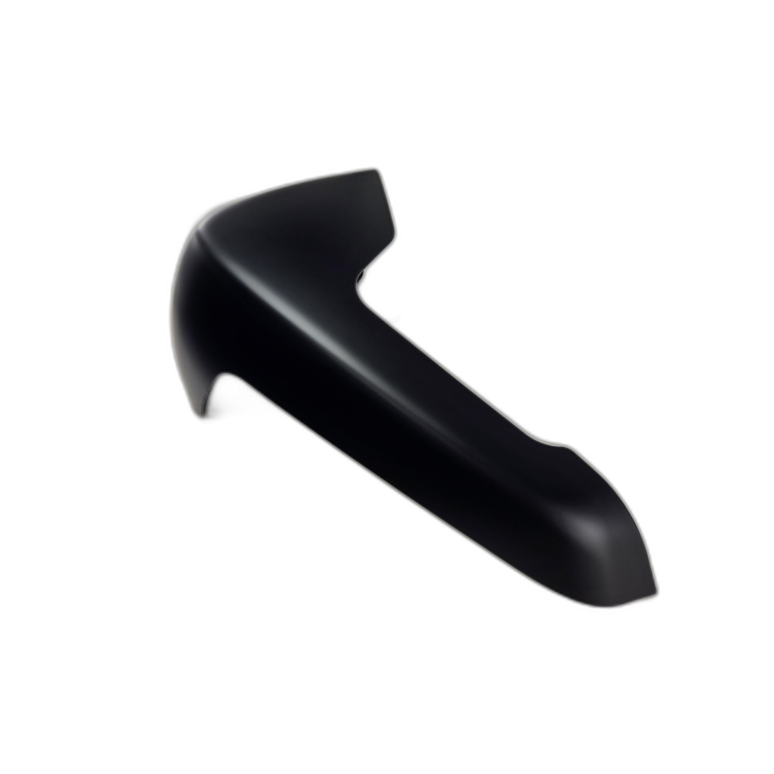 A black curved plastic car door handle, similar in finish to the Polaris Fairing-Lower,LH,Onyxblksmk, is shown isolated on a white background.