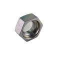 A close-up view of the Nut Main Drive Shaft by CF Moto, a metallic hexagonal nut with internal threading, commonly used for UTV drive shafts, shown isolated on a white background.
