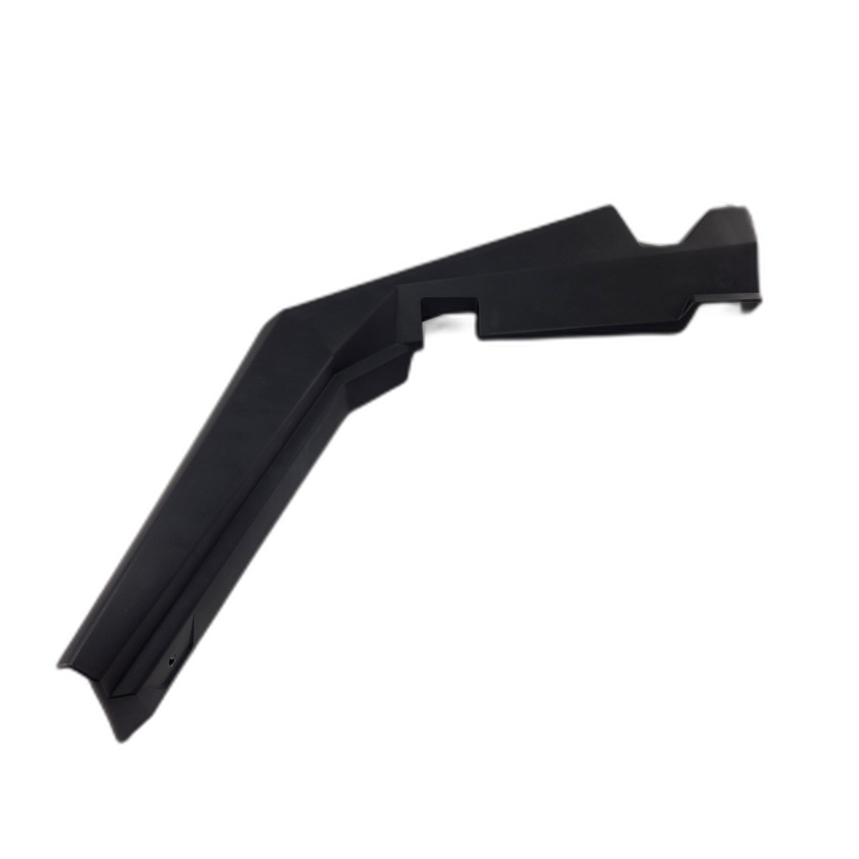 A black plastic B-Pillar Cover, Right Side, Glo by Polaris, featuring an angular geometric design. Perfect for upgrading your Polaris UTV and enhancing its look. Displayed on a white background.