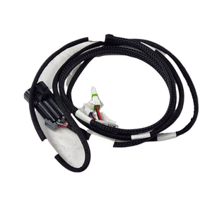 A Polaris “Harness, USB Extension [Xdaaa Only]” in black, featuring connectors and protective sleeving, is coiled in a circular shape on a white background.