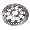 A round, silver Rotor, Brake [Hammer] by Polaris featuring multiple holes and a patterned inner hub, compatible with OEM Victory Polaris parts, shown isolated on a white background.
