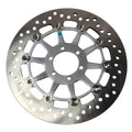 A silver, round Brake Rotor [Hammer] by Polaris with multiple holes and bolts and a patterned inner design is shown on a white background—perfect for those needing premium OEM Victory or Polaris parts.