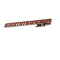 A Macchiato Lateral Decal featuring bold red and black COMMANDER XTP text on white—ideal for Can-Am fans seeking authentic style.