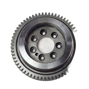 A close-up of the Gear-Balancer, Drive by Polaris features a circular shape with evenly spaced edge teeth and central holes on a white background—perfect for Indian motorcycle OEM parts or Polaris replacement.