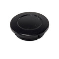 The Cap, Swing Arm Pivot by Polaris is a round black plastic cap with a smooth finish, designed as an OEM part for Polaris motorcycles, shown against a plain white background.