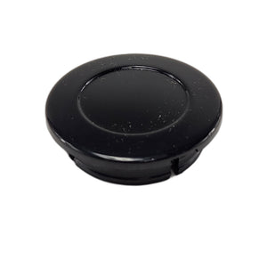 The Cap, Swing Arm Pivot by Polaris is a round black plastic cap with a smooth finish, designed as an OEM part for Polaris motorcycles, shown against a plain white background.