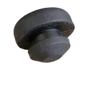 A close-up of the Polaris Bumper, Rubber—black, round, with a small flange—ideal as an OEM part for Victory or Polaris, displayed against a white background.