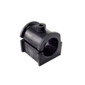 A black plastic cylindrical Stabilizer Bar Bushing by Can-Am, featuring a central hole, small top nozzle, and flat rectangular sides, is shown on a white background.