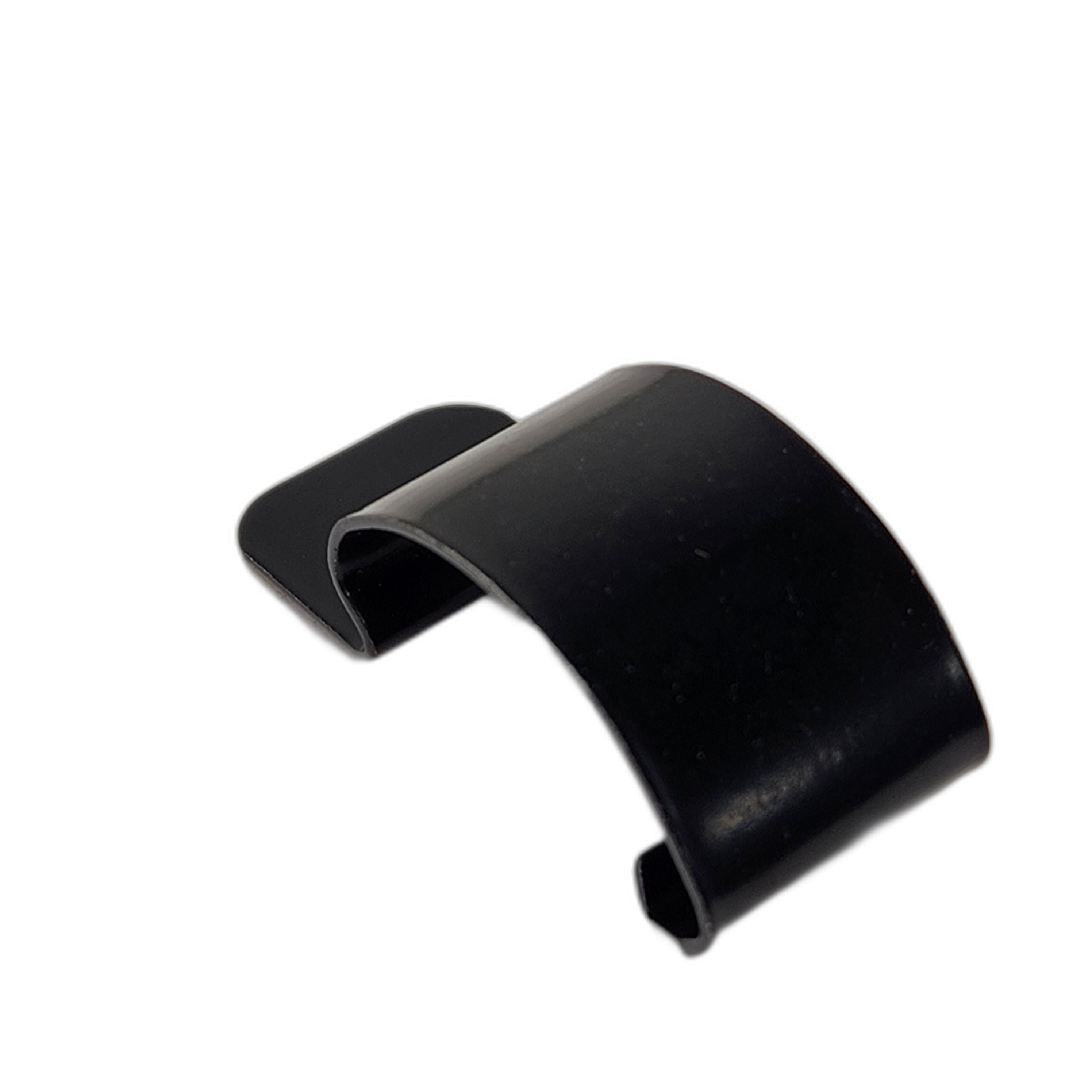 The Clasp by CF Moto is a black, curved metal clip with a flat rectangular end, shown on a white background—perfect as an OEM part for CF-Moto or as an accessory for UTVs and off-road vehicles.