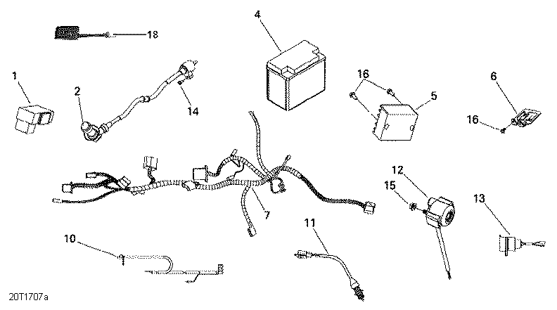 An Image of a Genuine Can-Am Parts Schematic Diagram showing the schematic - ELECTRICAL COMPONENTS 