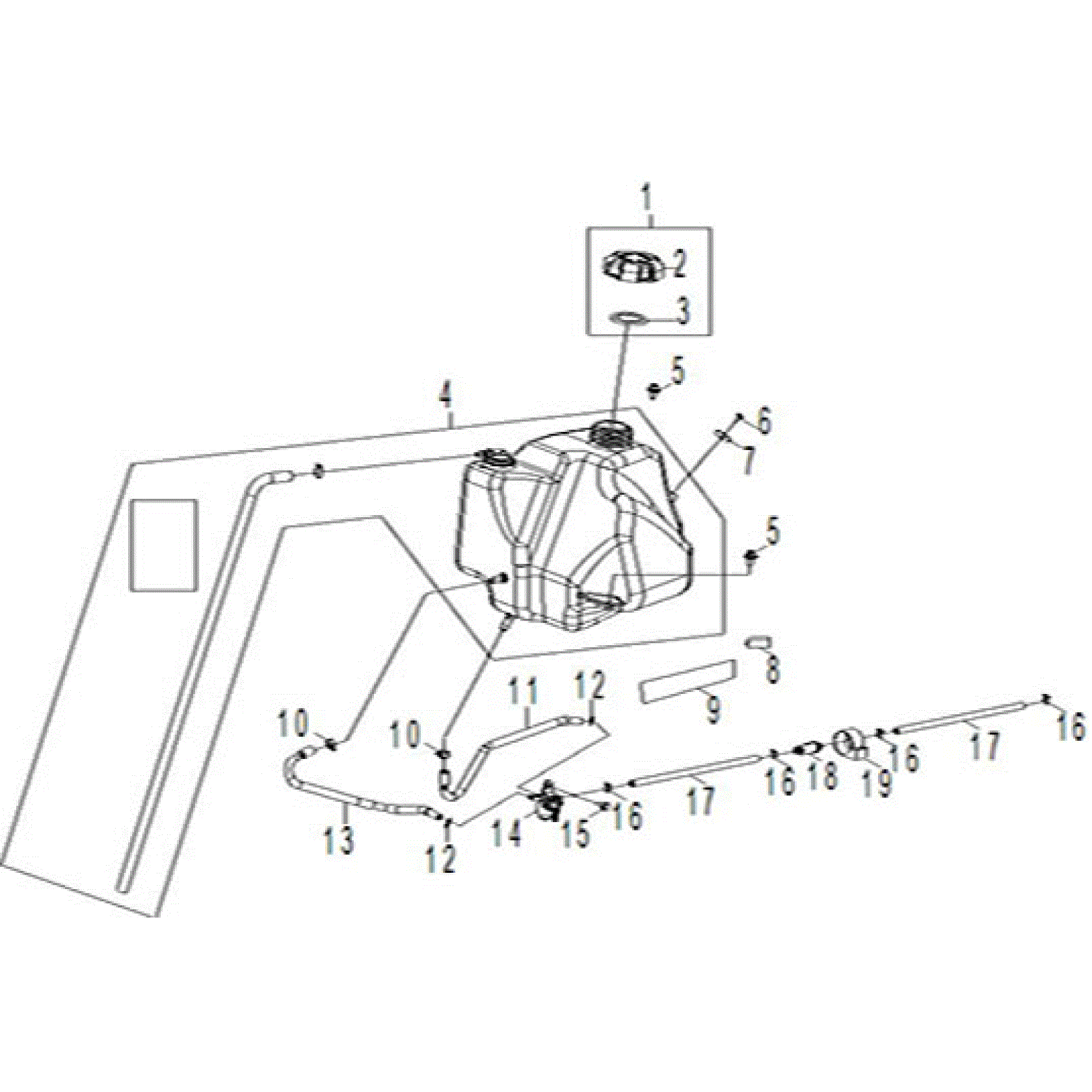 An Image of a Genuine Polaris Parts Schematic Diagram showing the schematic - BODY: FUEL TANK ASM. - 2021 POLARIS PHOENIX 200