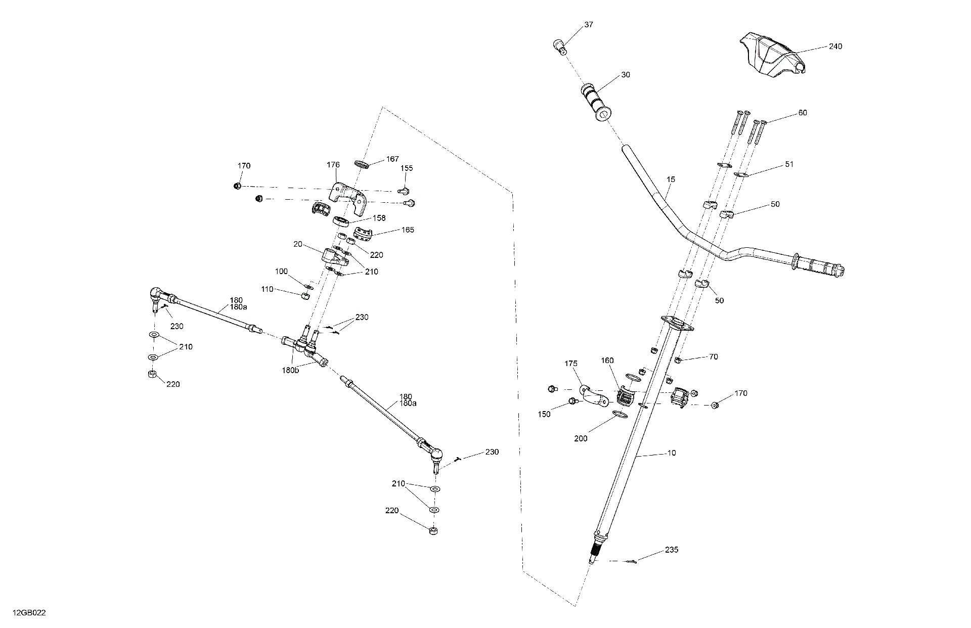 An Image of a Genuine Can-Am Parts Schematic Diagram showing the schematic - MECHANIC - STEERING