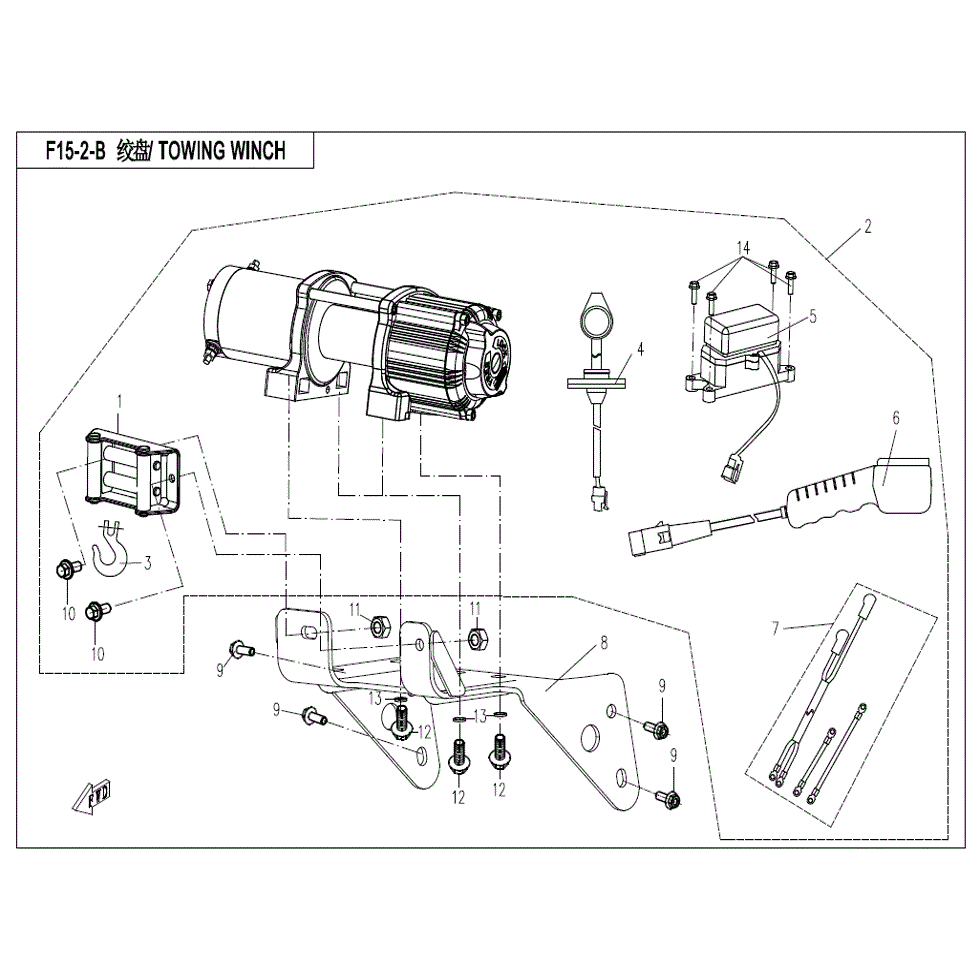 An Image of a Genuine CFMOTO Parts Schematic Diagram showing the schematic - WINCH (SUMITOMO) - 2022 CFMOTO ZFORCE 800 Trail