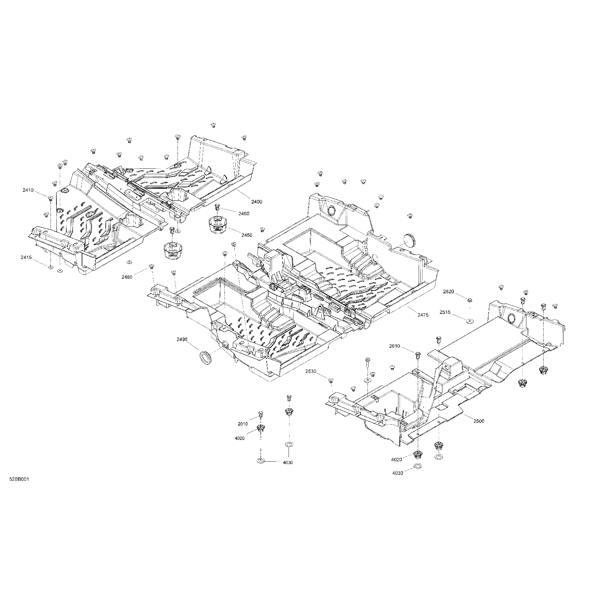 An Image of a Genuine Can-Am Parts Schematic Diagram showing the schematic - CAB INTERIOR - FLOOR