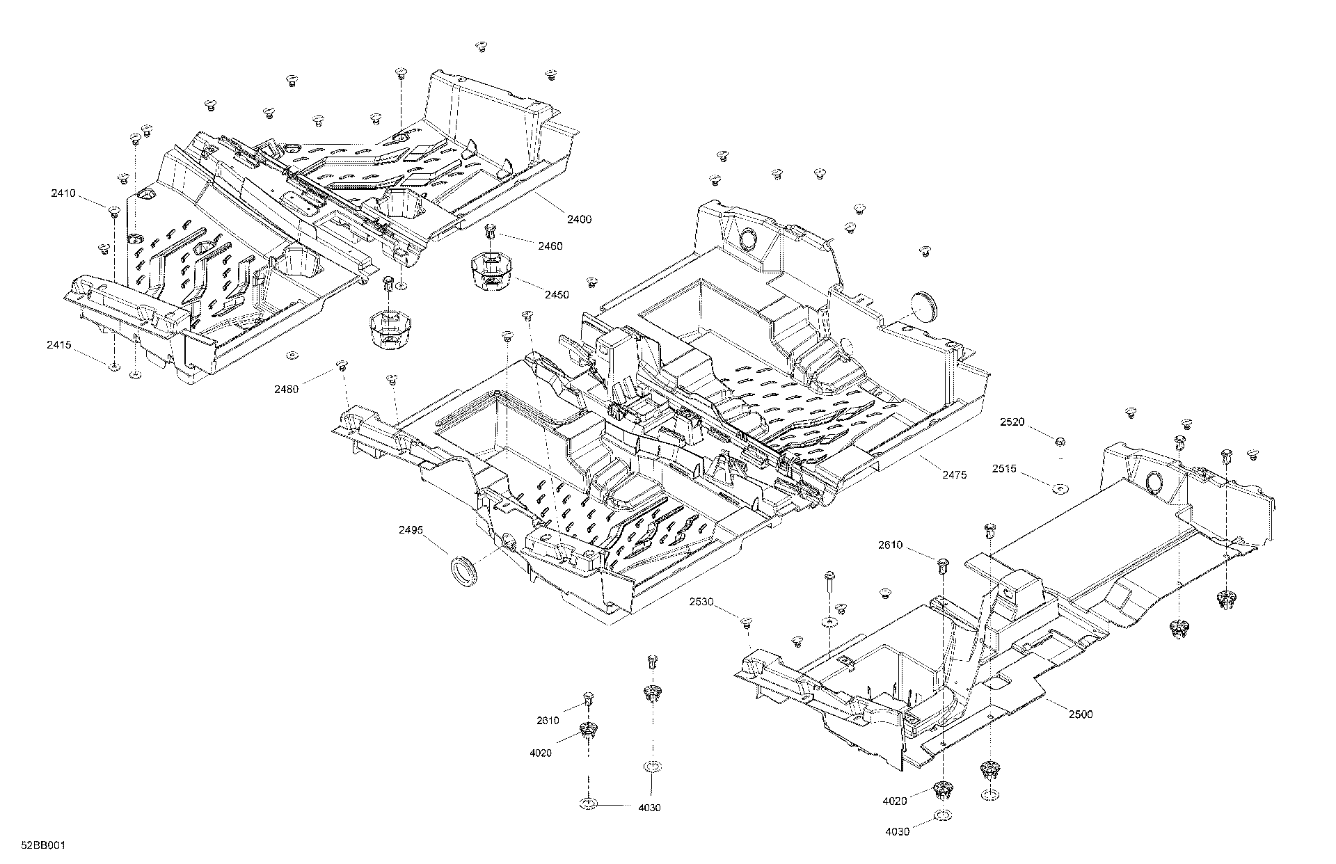 An Image of a Genuine Can-Am Parts Schematic Diagram showing the schematic - CAB INTERIOR - FLOOR
