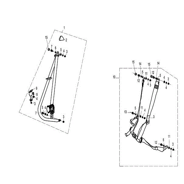 An Image of a Genuine CFMOTO Parts Schematic Diagram showing the schematic - SEAT SAFETY BELT - 2015 CFMOTO ZFORCE 600