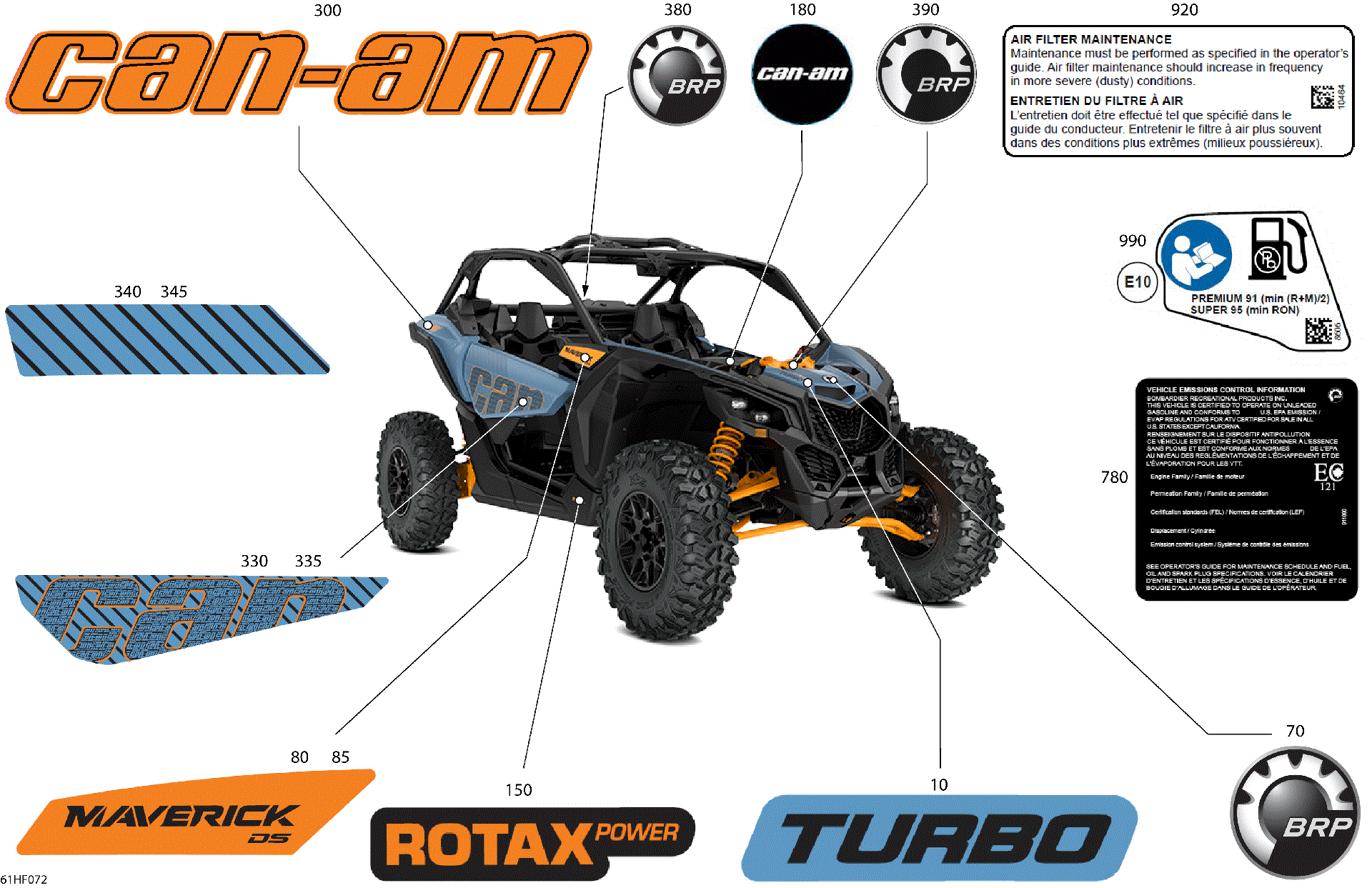 An Image of a Genuine Can-Am Parts Schematic Diagram showing the schematic - BODY - DECALS