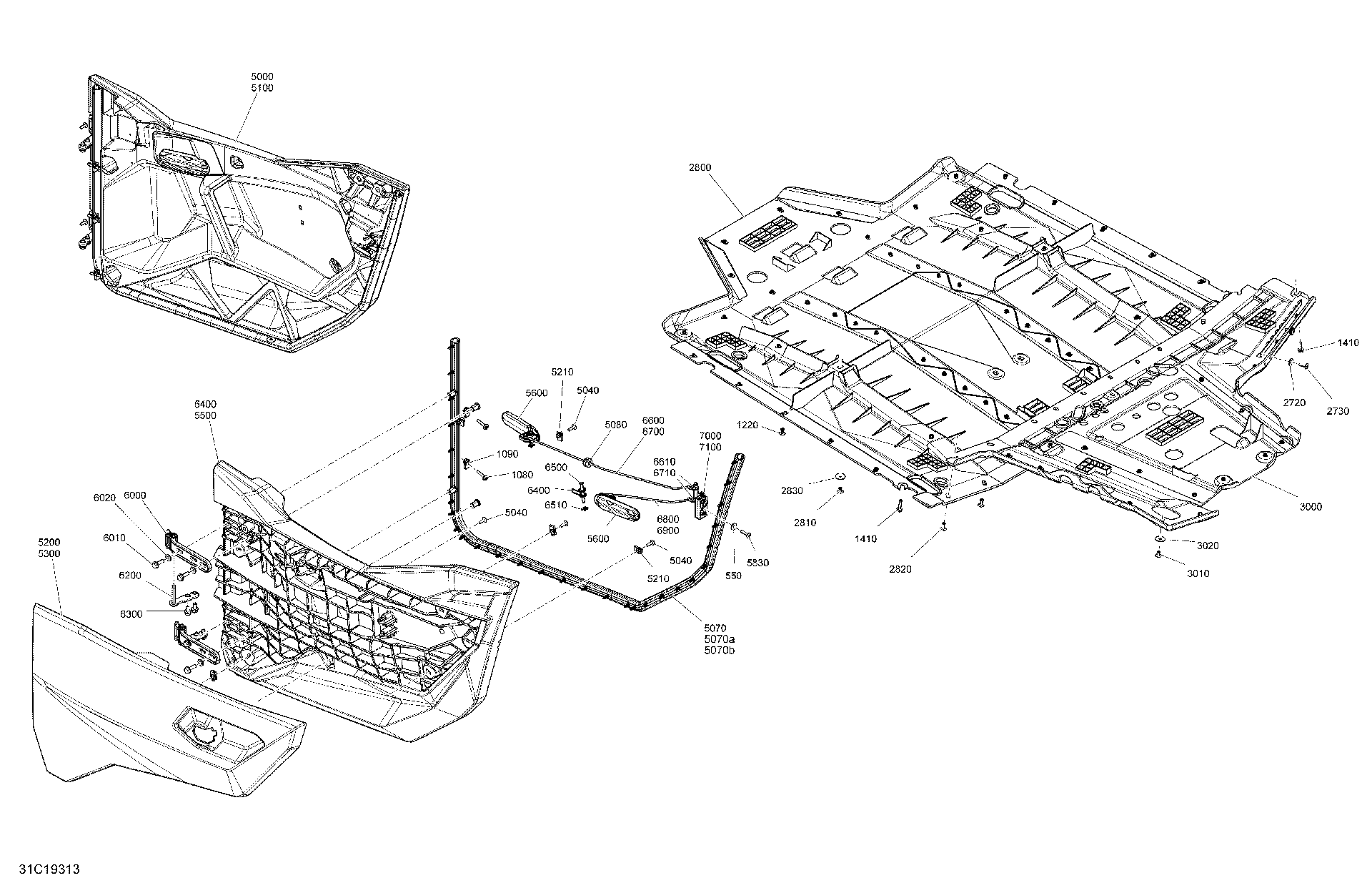 An Image of a Genuine Can-Am Parts Schematic Diagram showing the schematic - BODY - PACKAGE X MR DOORS AND SKID PLATE