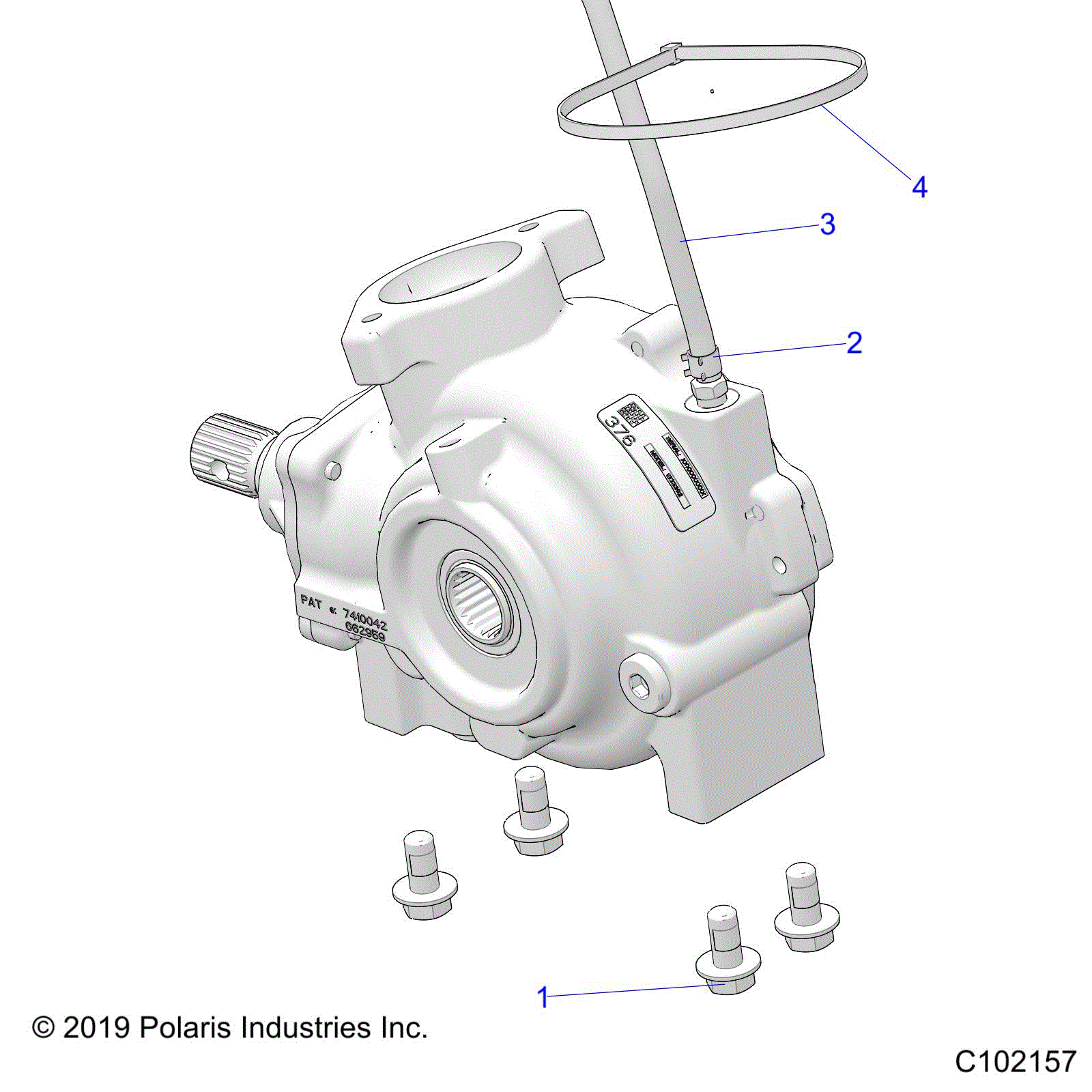 An Image of a Genuine Polaris Parts Schematic Diagram showing the schematic - DRIVE TRAIN: GEARCASE MOUNTING FRONT - 2022 POLARIS SPORTSMAN 850 48" TRAIL