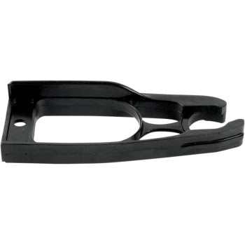 The Yamaha Raptor / YFMR Front Chain Slider Black by Moose Offroad is a black metal bracket with a rectangular base, circular center cutout, and two pronged extensions. Made in the U.S.A.