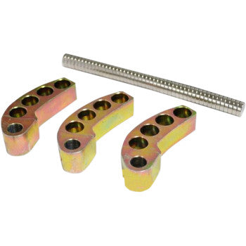 Clutch Weights 72g to 94g by Bikeman Performance are shown: three ramp-profiled, holed metal pieces beside a rod of stacked round magnets. All are arranged on a white background to highlight the adjustable design for optimal performance.