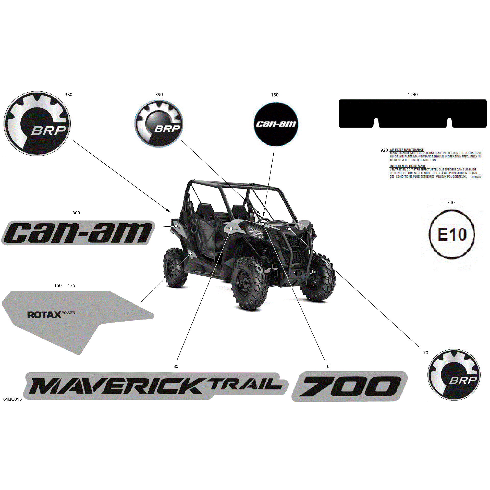 An Image of a Genuine Can-Am Parts Schematic Diagram showing the schematic - BODY - DECALS