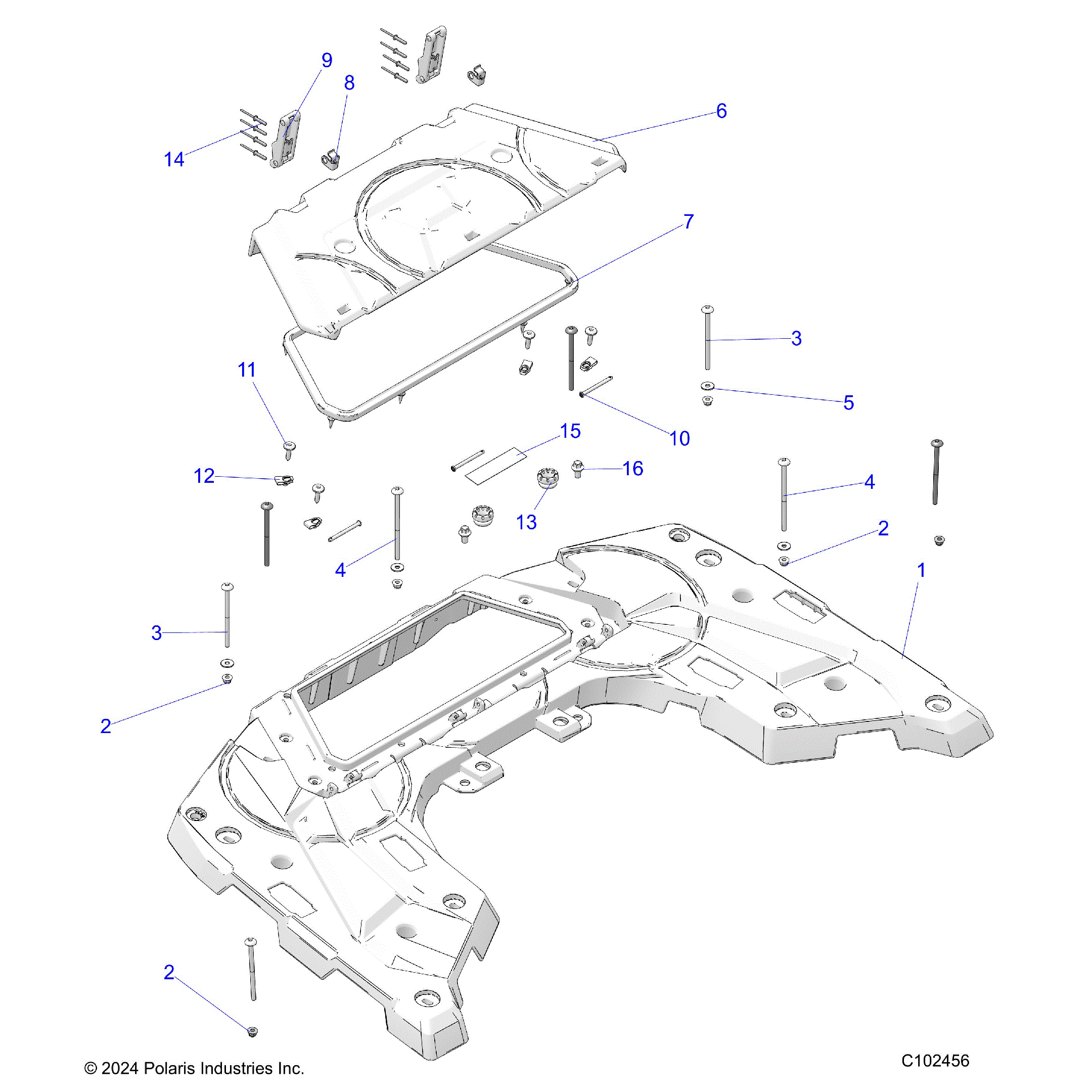 An Image of a Genuine Polaris Parts Schematic Diagram showing the schematic - BODY: REAR RACK - 2025 POLARIS SPORTSMAN TOURING 570