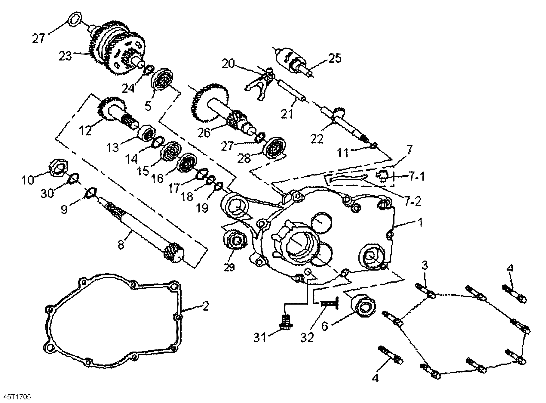 An Image of a Genuine Can-Am Parts Schematic Diagram showing the schematic - GEAR BOX