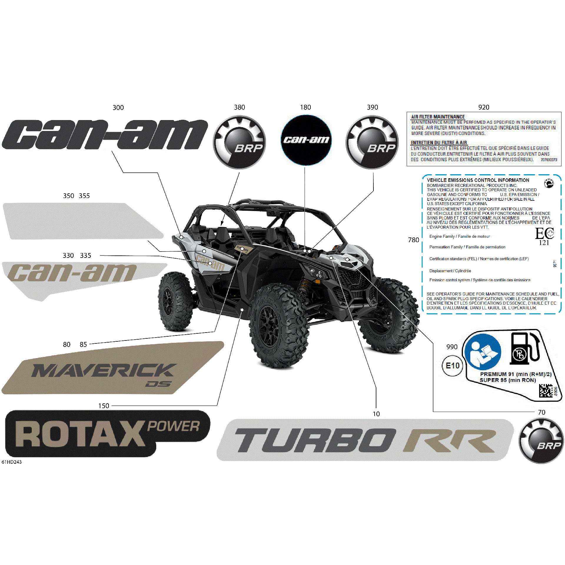 An Image of a Genuine Can-Am Parts Schematic Diagram showing the schematic - BODY - DECALS