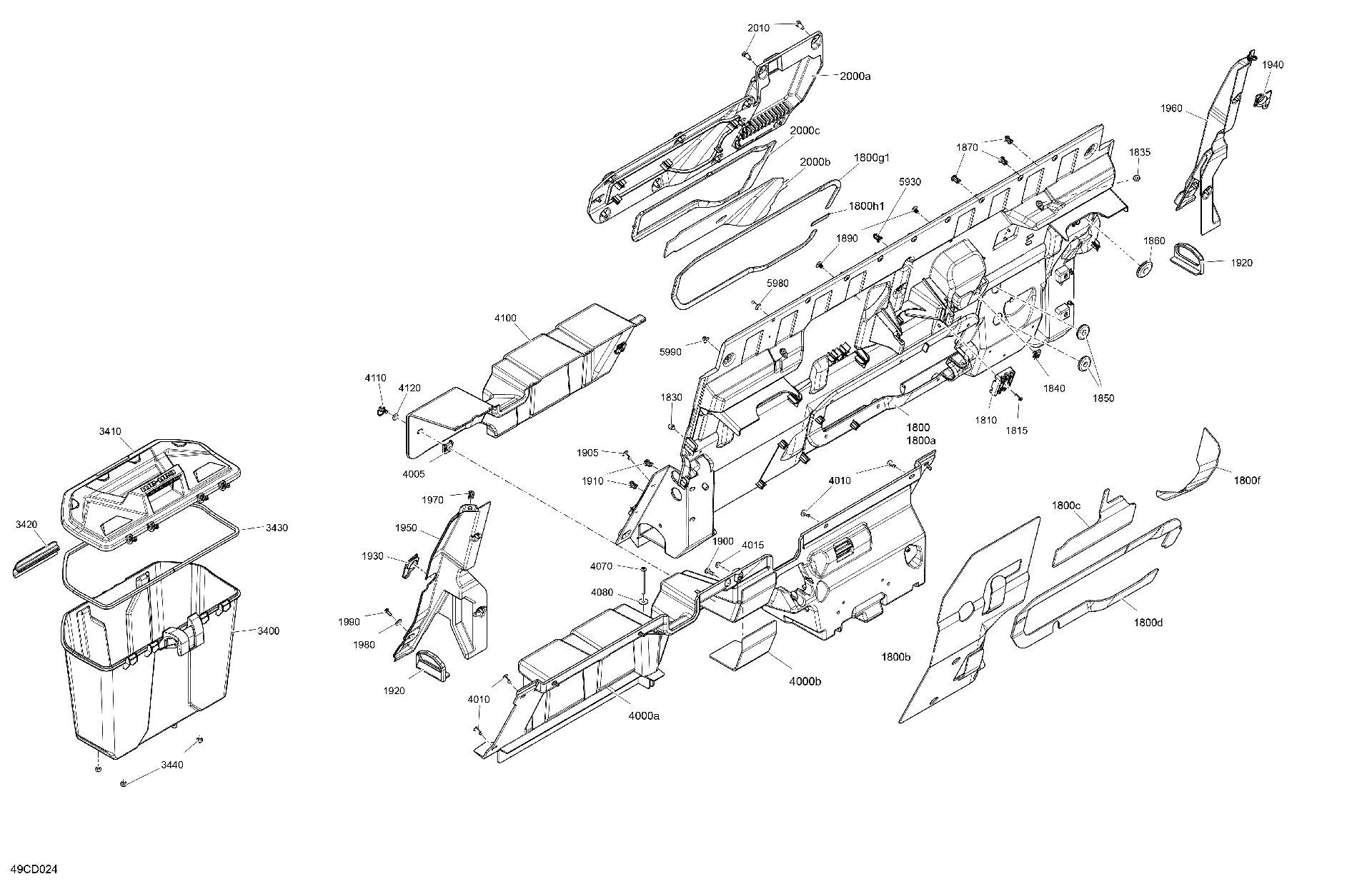 An Image of a Genuine Can-Am Parts Schematic Diagram showing the schematic - CAB INTERIOR - BACK WALL