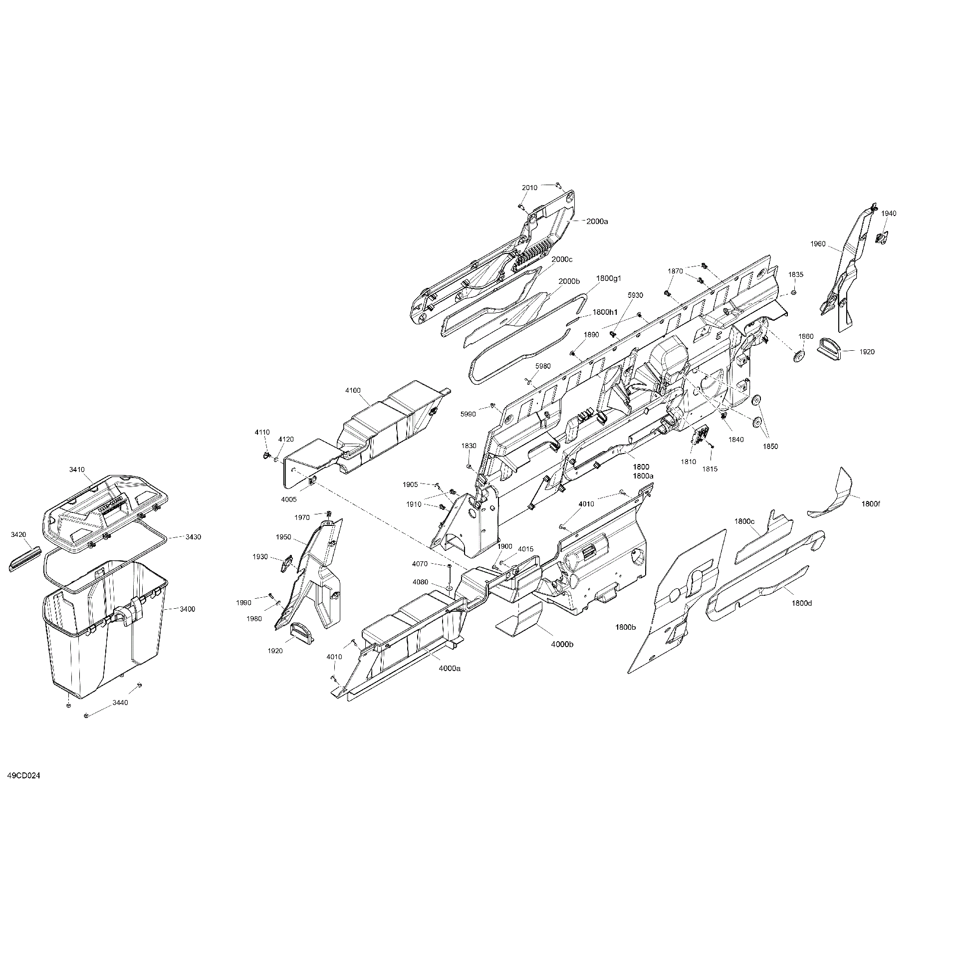 An Image of a Genuine Can-Am Parts Schematic Diagram showing the schematic - CAB INTERIOR - BACK WALL
