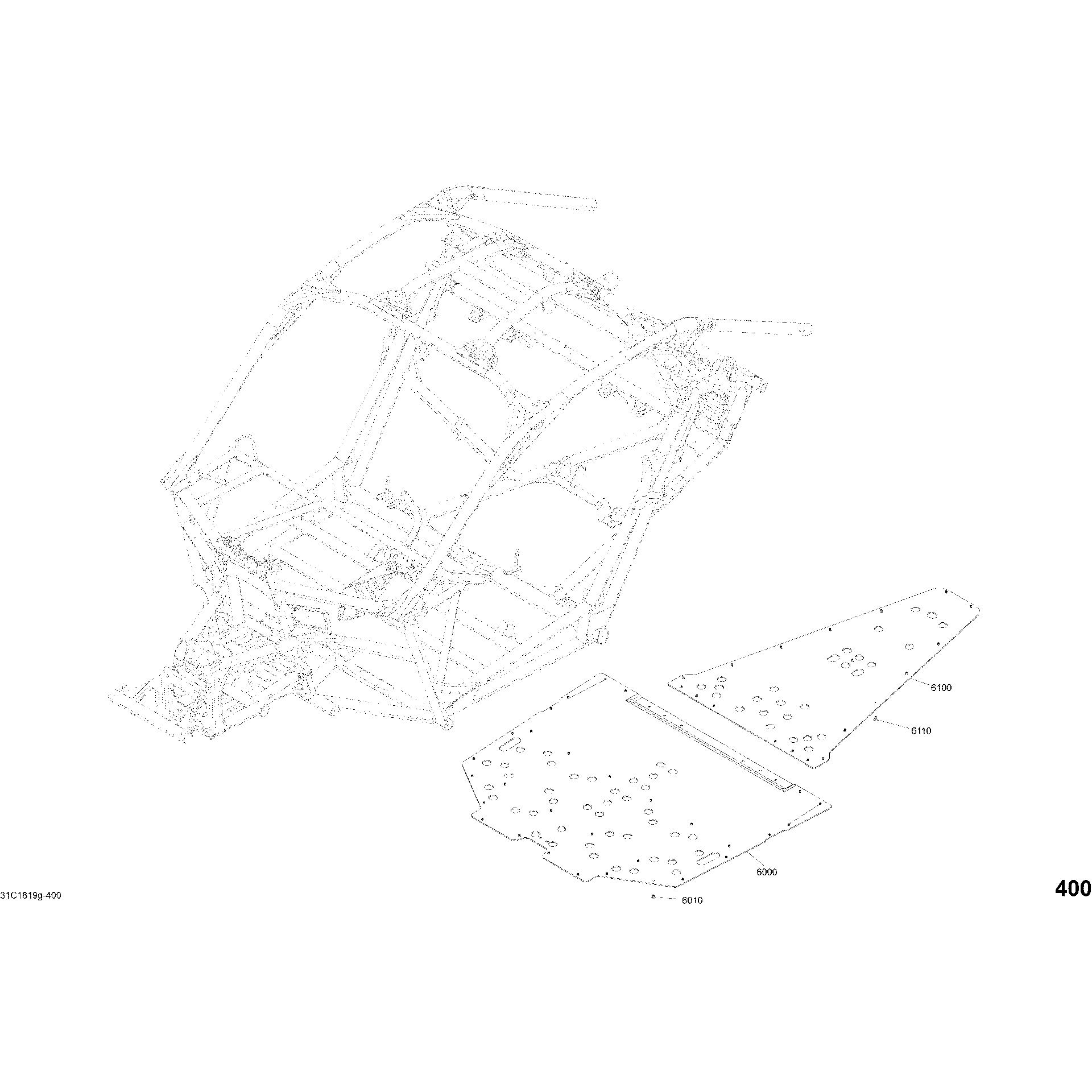 An Image of a Genuine Can-Am Parts Schematic Diagram showing the schematic - BODY FLOOR PART MAVERICK X3 SUNBURST YELLOW MODELS - PACKAGE X MR