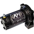 A black 2500 Lb Assault Winch Motor by KFI Products features upgraded seals, a visible mounting base, and displays the KFI logo with product details on the side.