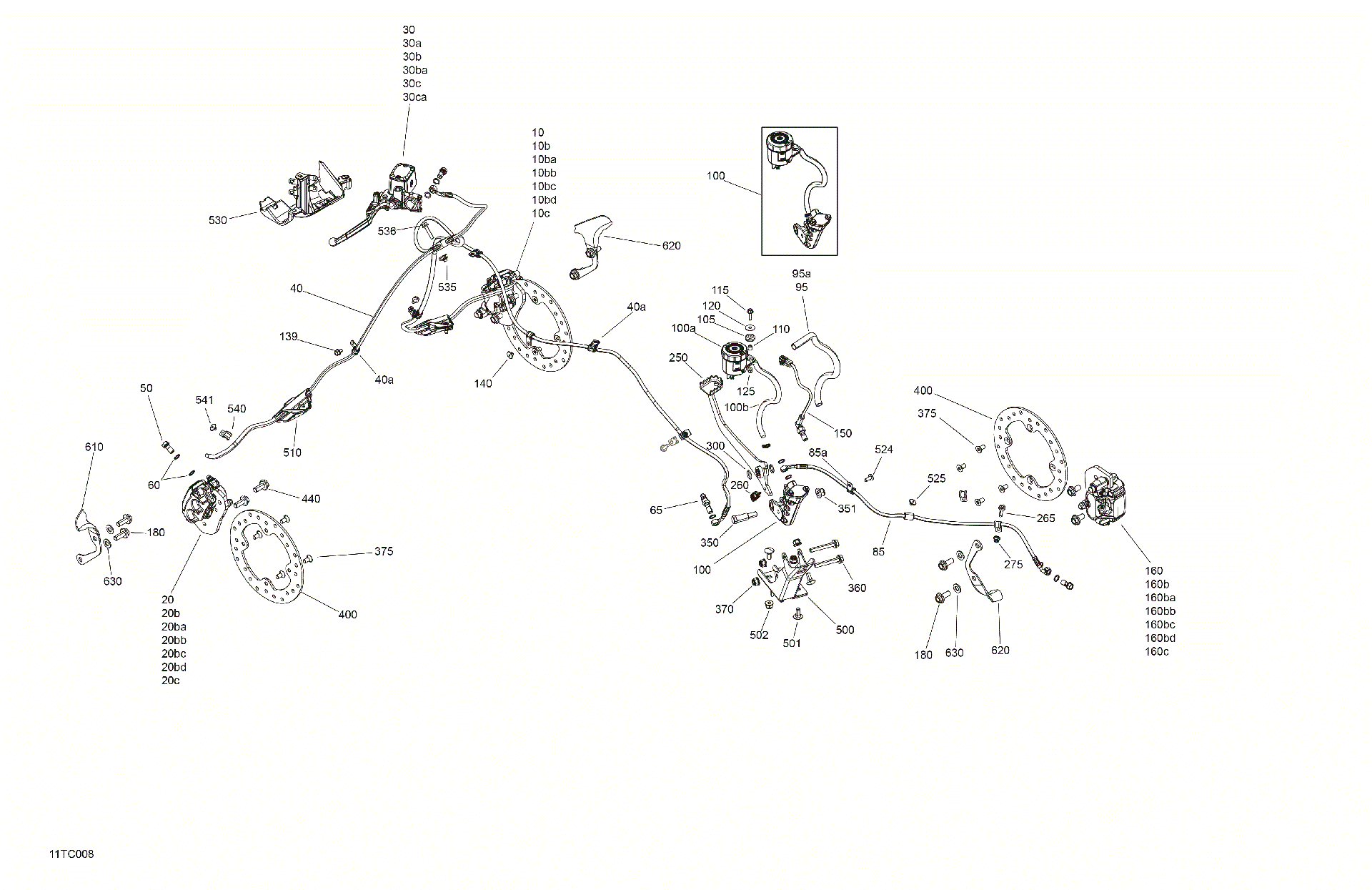 An Image of a Genuine Can-Am Parts Schematic Diagram showing the schematic - MECHANIC - BRAKE SYSTEM