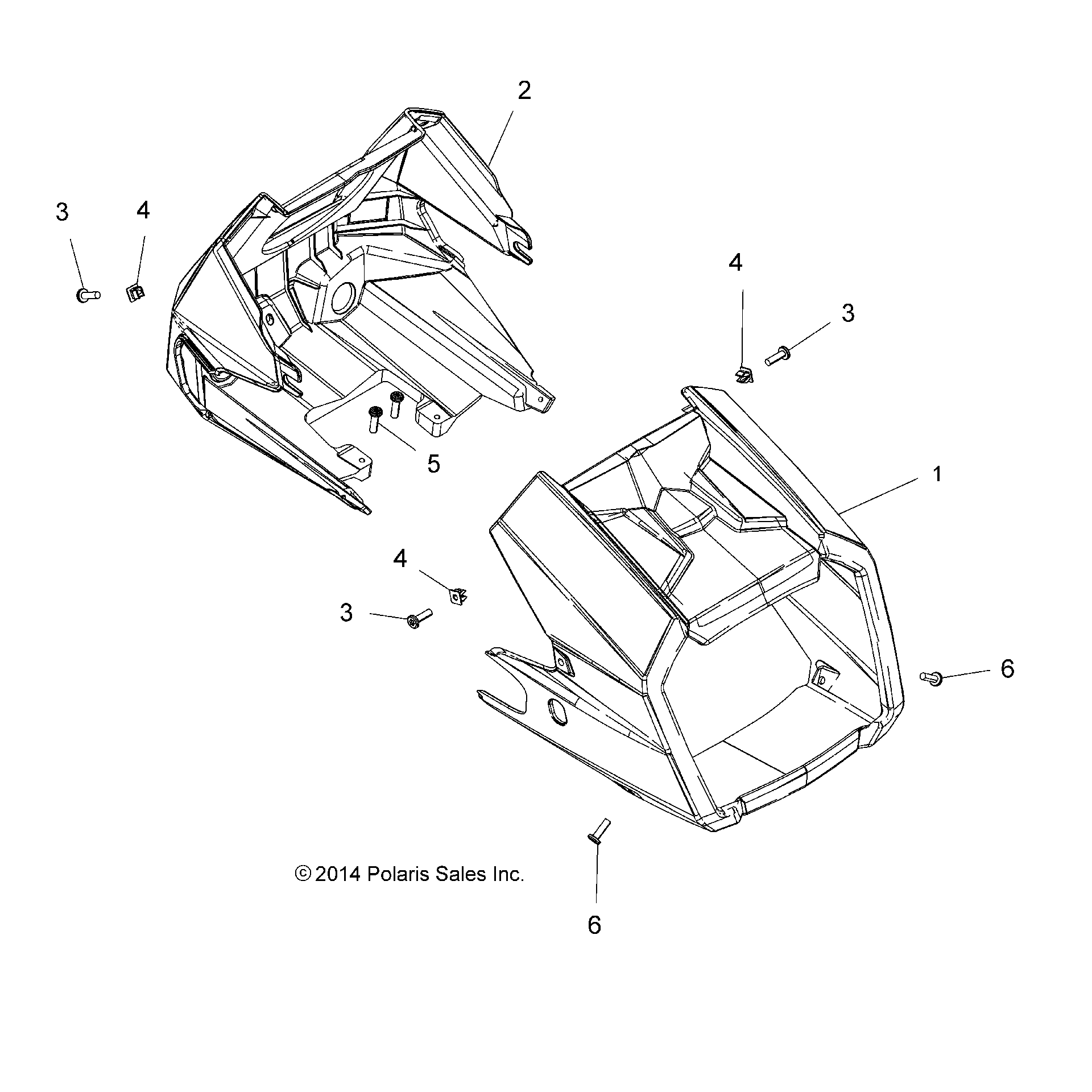 An Image of a Genuine Polaris Parts Schematic Diagram showing the schematic - BODY: HEADLIGHT POD - 2015 POLARIS SPORTSMAN TOURING 1000