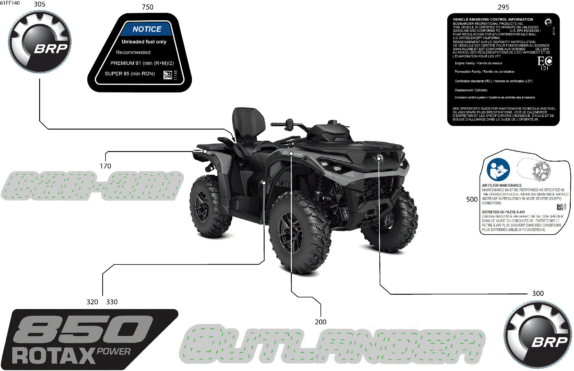 An Image of a Genuine Can-Am Parts Schematic Diagram showing the schematic - BODY - FEATURE DECALS