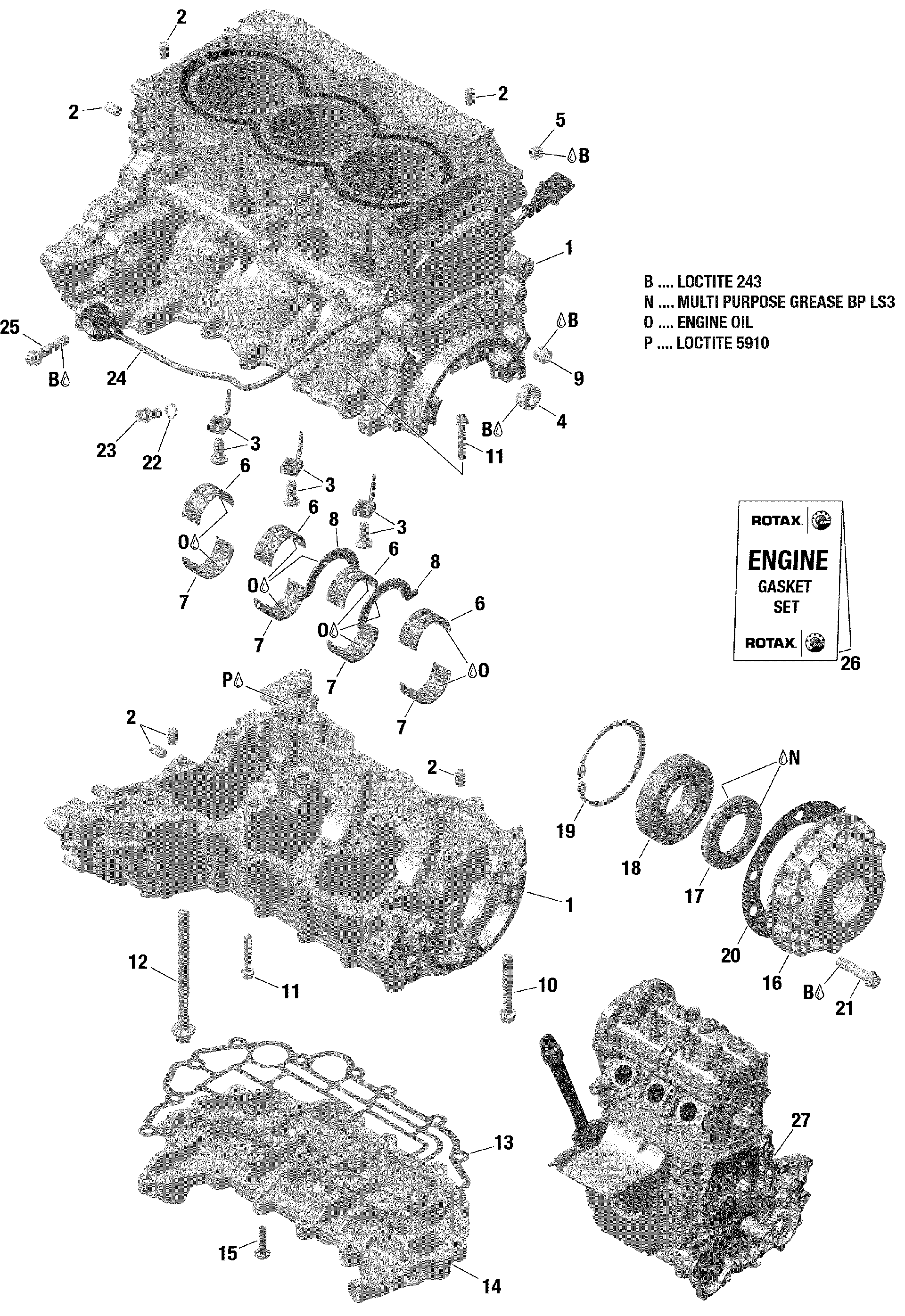 An Image of a Genuine Can-Am Parts Schematic Diagram showing the schematic - CRANKCASE