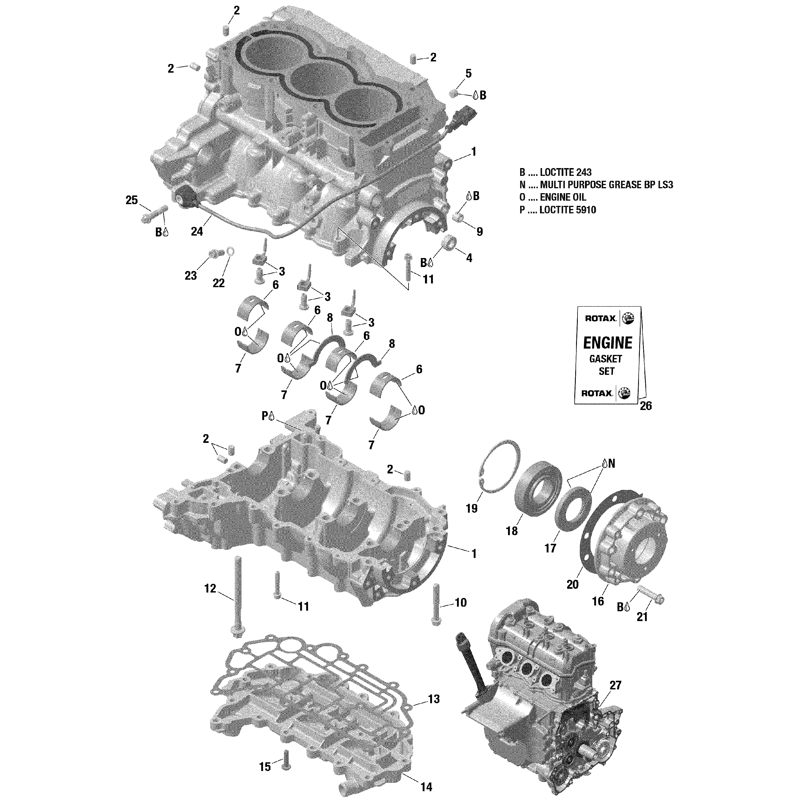 An Image of a Genuine Can-Am Parts Schematic Diagram showing the schematic - CRANKCASE