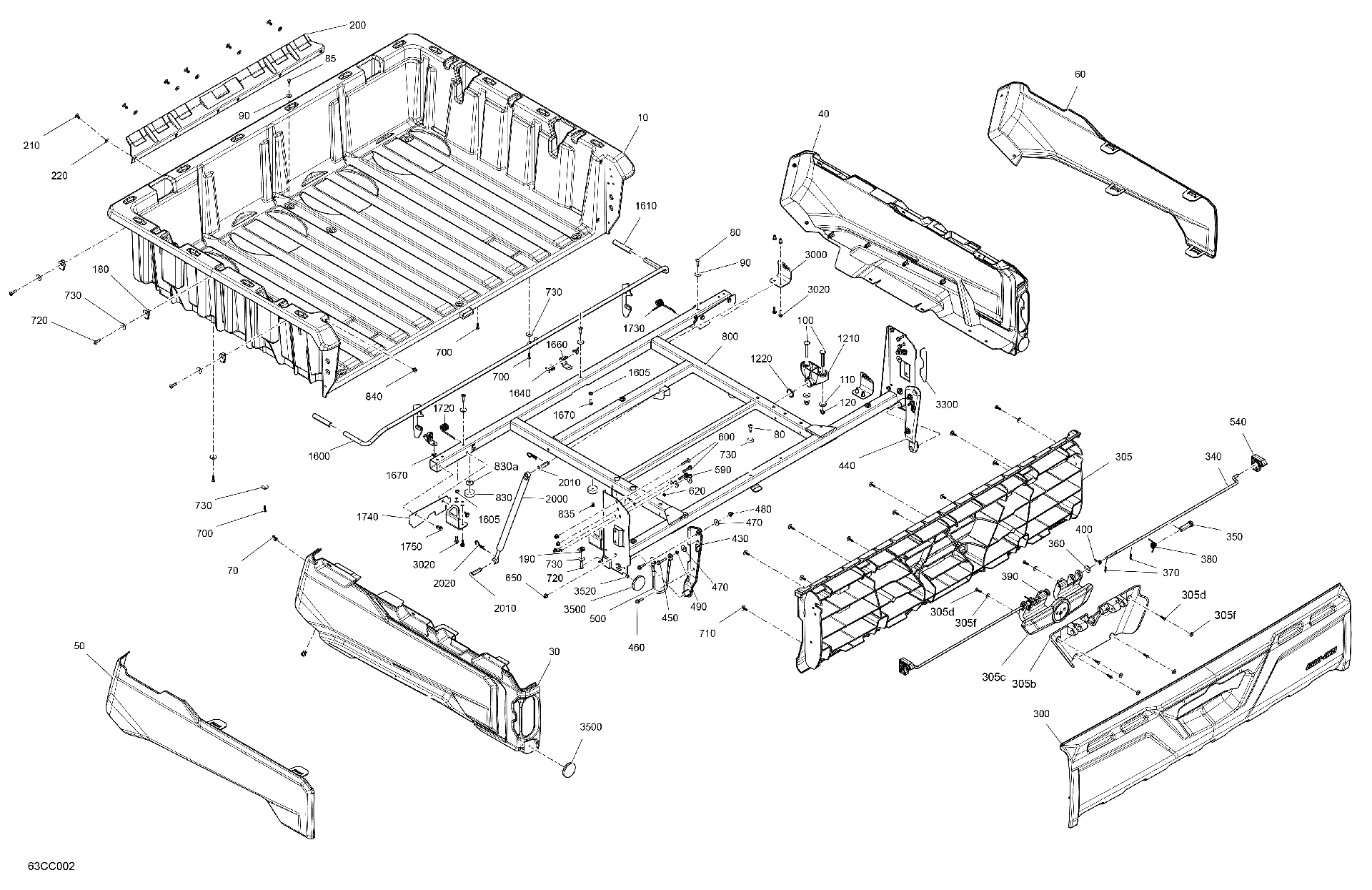 An Image of a Genuine Can-Am Parts Schematic Diagram showing the schematic - BODY - CARGO